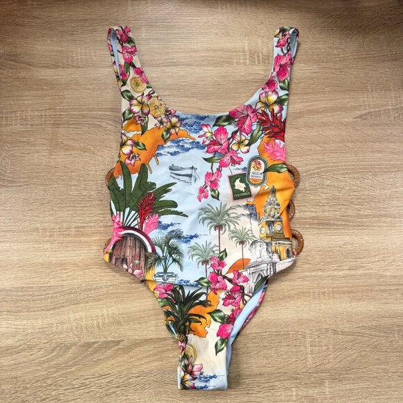 NWT Agua Bendita Ventura Tribeca One Piece Swimsuit Rings Size Medium - Picture 7 of 11